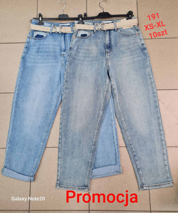 Spodnie damskie jeans Roz XS-XL, 1 Kolor Paczka 10 szt